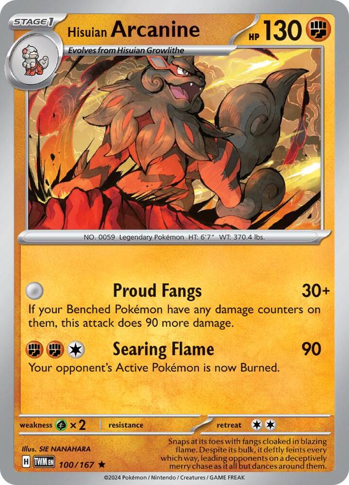 Hisuian Arcanine 100/167 (SV06: Twilight Masquerade)  - Holofoil | Good Games Morley