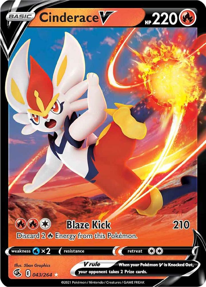 Cinderace V 043/264 (SWSH08: Fusion Strike)  - Holofoil | Good Games Morley