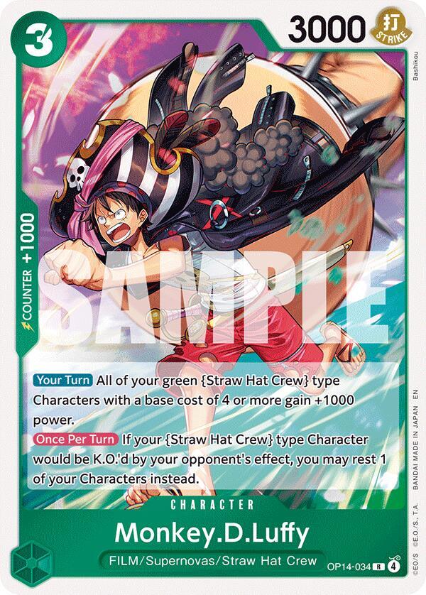 Monkey.D.Luffy OP14-034 (The Azure Sea's Seven)  - Foil | Good Games Morley