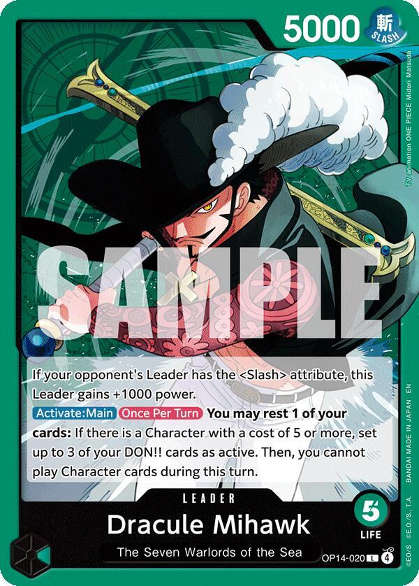 Dracule Mihawk OP14-020 (The Azure Sea's Seven)  | Good Games Morley