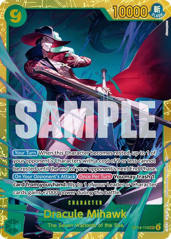 Dracule Mihawk OP14-119 (The Azure Sea's Seven)  - Foil | Good Games Morley