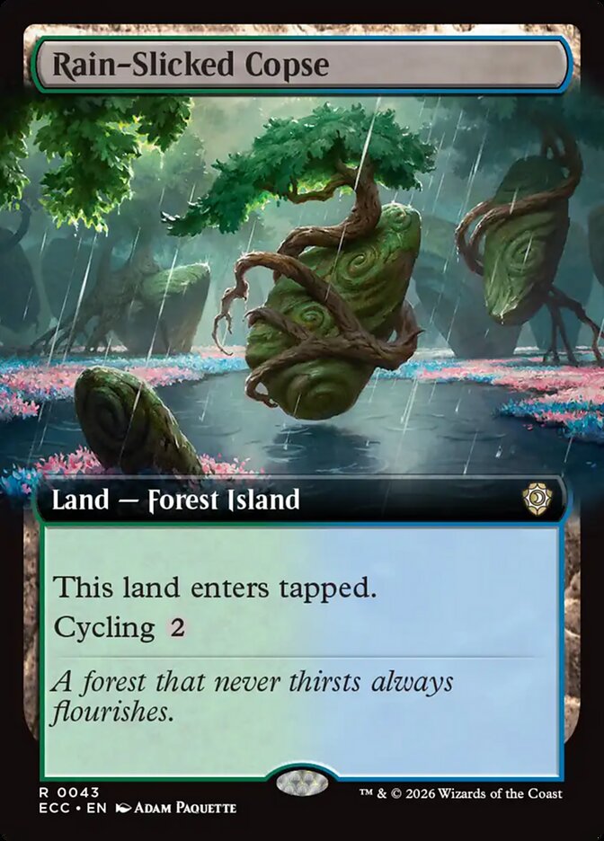 Rain-Slicked Copse  43/176 (Commander: Lorwyn Eclipsed)  - Extended Art | Good Games Morley