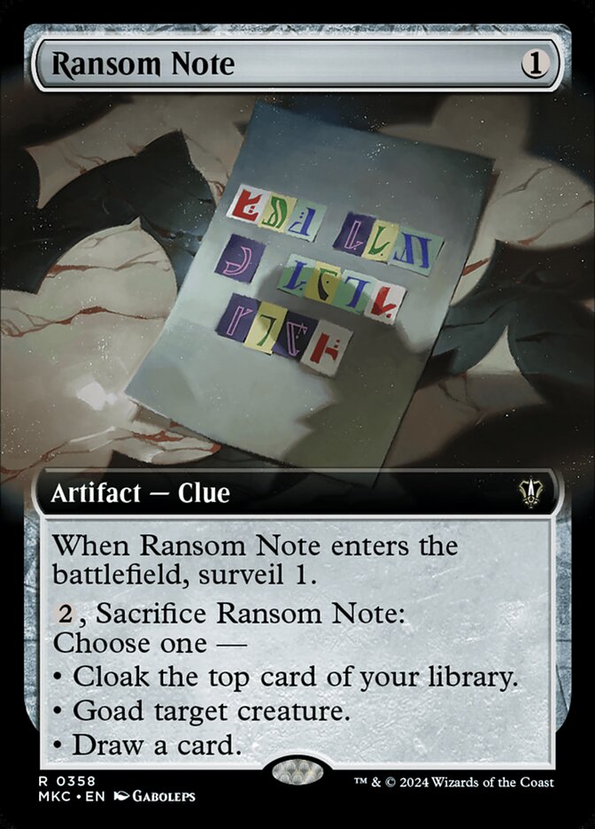 Ransom Note 358/311 (Commander: Murders at Karlov Manor)  - Extended Art | Good Games Morley