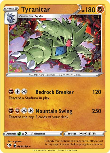 Tyranitar 088/189 (SWSH03: Darkness Ablaze)  - Holofoil | Good Games Morley