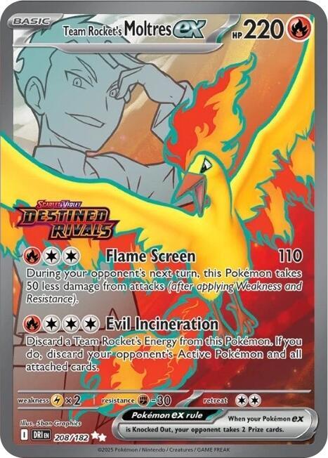 Team Rocket's Moltres ex Destined Rivals Stamp 208/182 (Miscellaneous Cards & Products)  - Holofoil | Good Games Morley