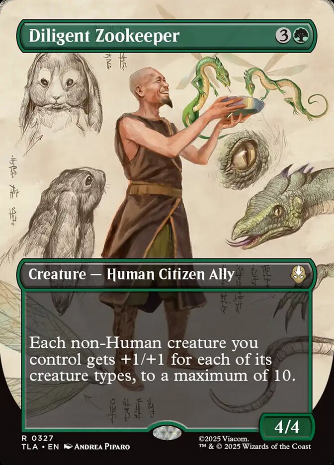 Diligent Zookeeper  327/286 (Avatar: The Last Airbender)  - Borderless Foil | Good Games Morley