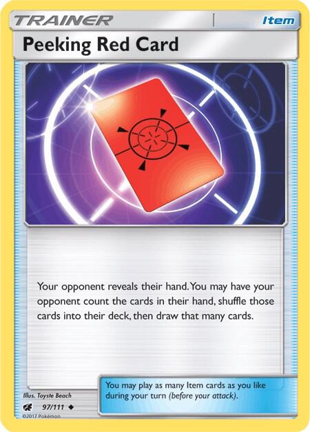 Peeking Red Card 97/111 (SM - Crimson Invasion)  | Good Games Morley