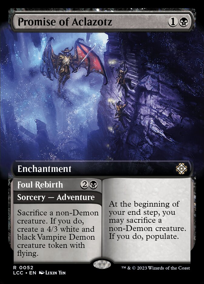Promise of Aclazotz // Foul Rebirth 52/370 (Commander: The Lost Caverns of Ixalan)  - Extended Art | Good Games Morley