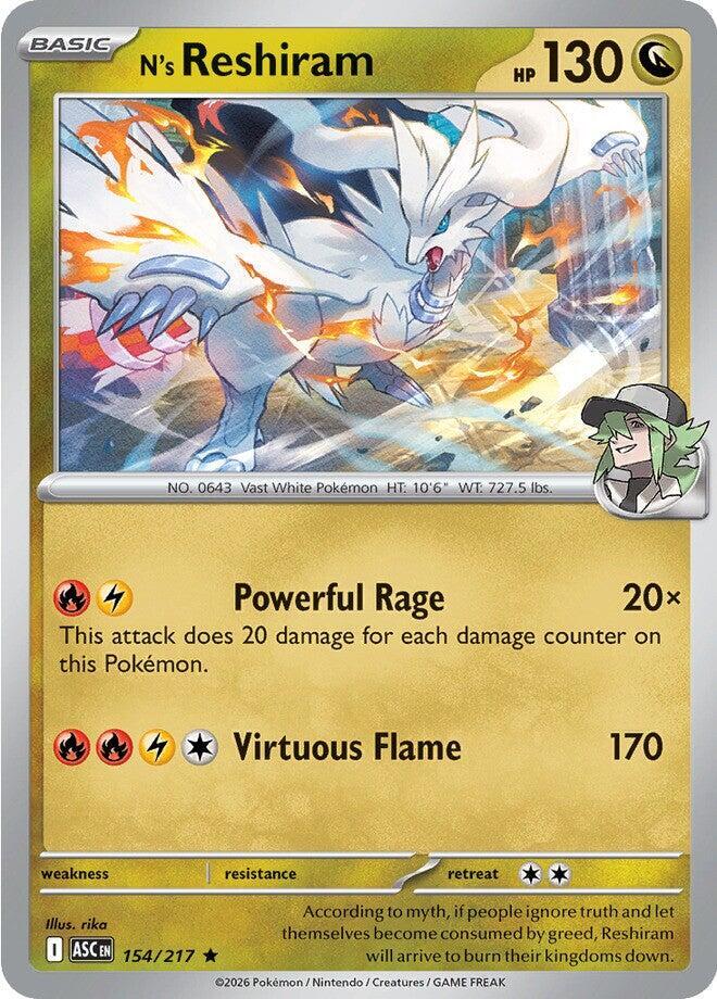N's Reshiram 154/217 (ME: Ascended Heroes)  - Holofoil | Good Games Morley