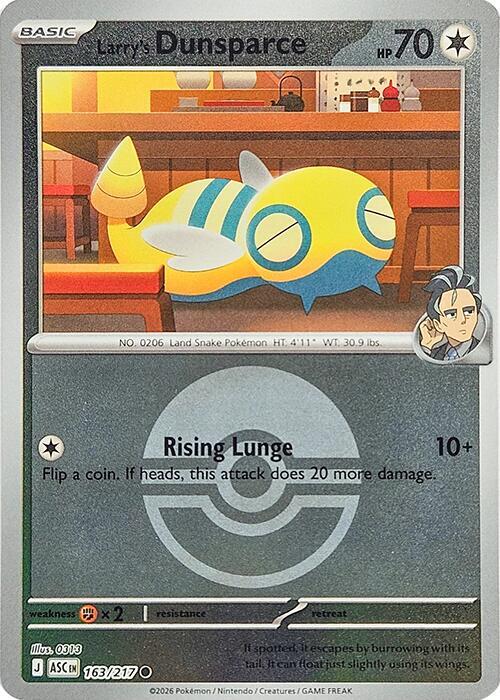 Larry's Dunsparce 163/217 (ME: Ascended Heroes)  - Poke Ball Holofoil | Good Games Morley