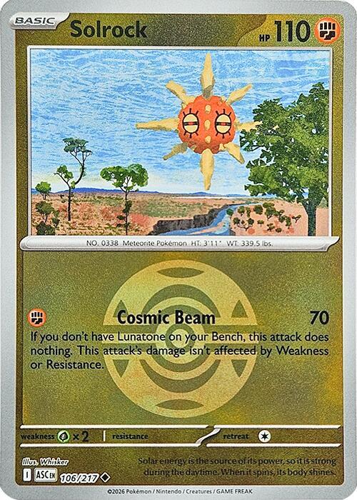 Solrock 106/217 (ME: Ascended Heroes)  - Dusk Ball Holofoil | Good Games Morley