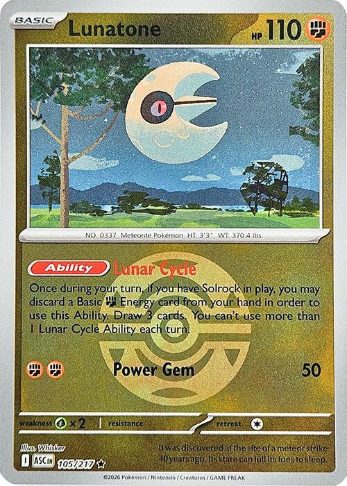 Lunatone 105/217 (ME: Ascended Heroes)  - Dusk Ball Holofoil | Good Games Morley