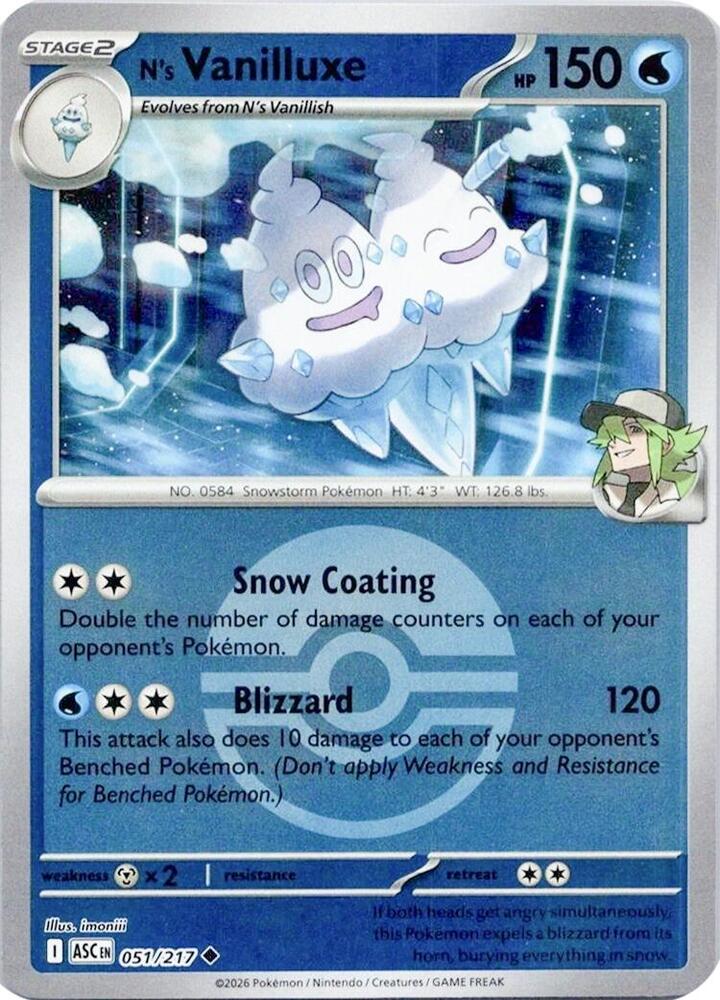 N's Vanilluxe 051/217 (ME: Ascended Heroes)  - Poke Ball Holofoil | Good Games Morley