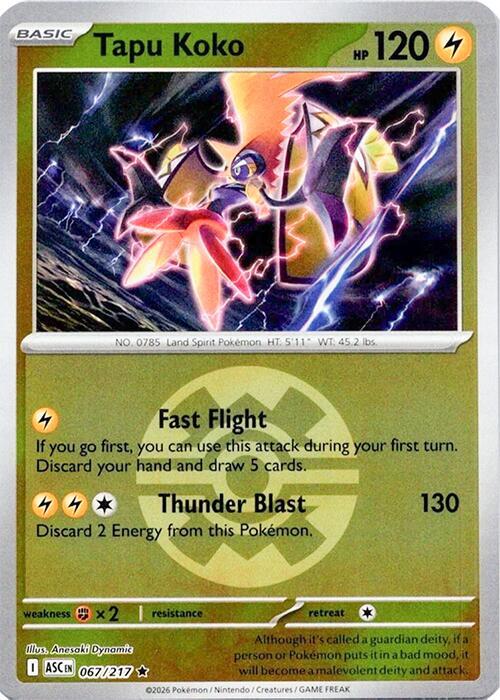 Tapu Koko 067/217 (ME: Ascended Heroes)  - Quick Ball Holofoil | Good Games Morley