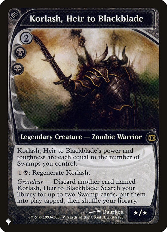 Korlash Heir to Blackblade 87/180 (The List Reprints)  | Good Games Morley
