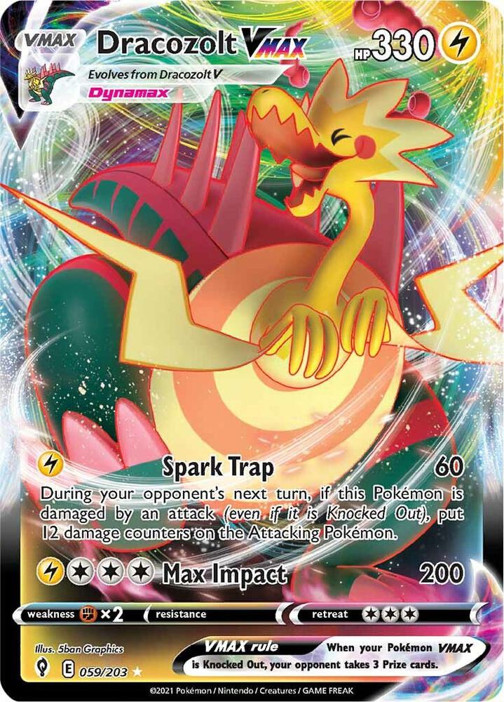 Dracozolt VMAX 059/203 (SWSH07: Evolving Skies)  - Holofoil | Good Games Morley