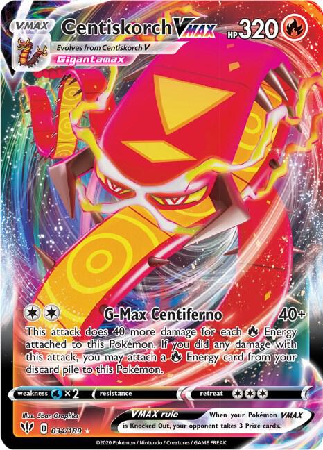Centiskorch VMAX 034/189 (SWSH03: Darkness Ablaze)  - Holofoil | Good Games Morley