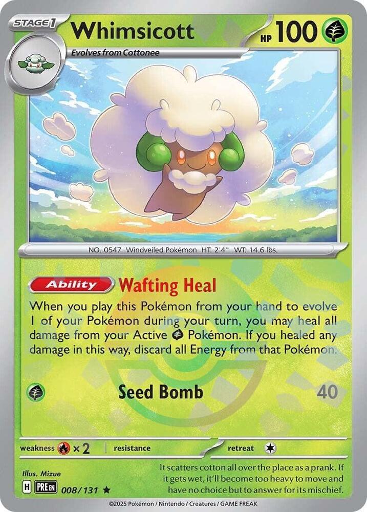 Whimsicott 008/131 (SV: Prismatic Evolutions)  - Poke Ball Holofoil | Good Games Morley