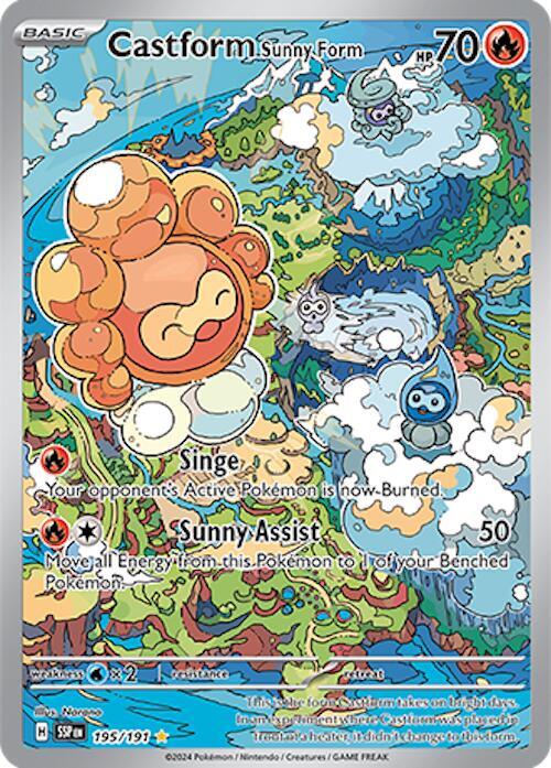 Castform Sunny Form 195/191 (SV08: Surging Sparks)  - Holofoil | Good Games Morley