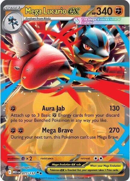 Mega Lucario ex 077/132 (ME01: Mega Evolution)  - Holofoil | Good Games Morley