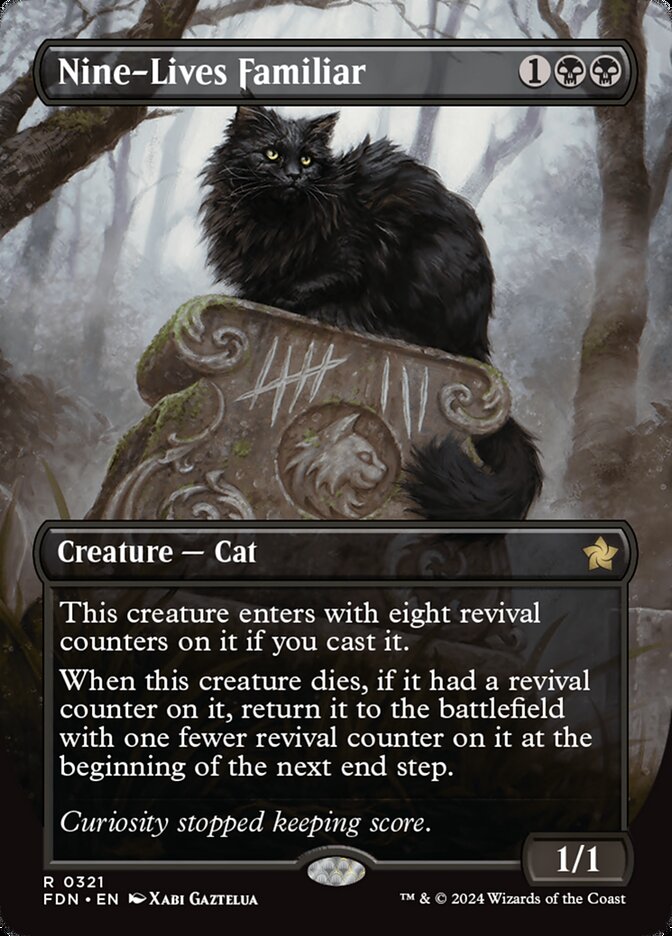 Nine-Lives Familiar 321 (Foundations)  - Borderless Foil | Good Games Morley