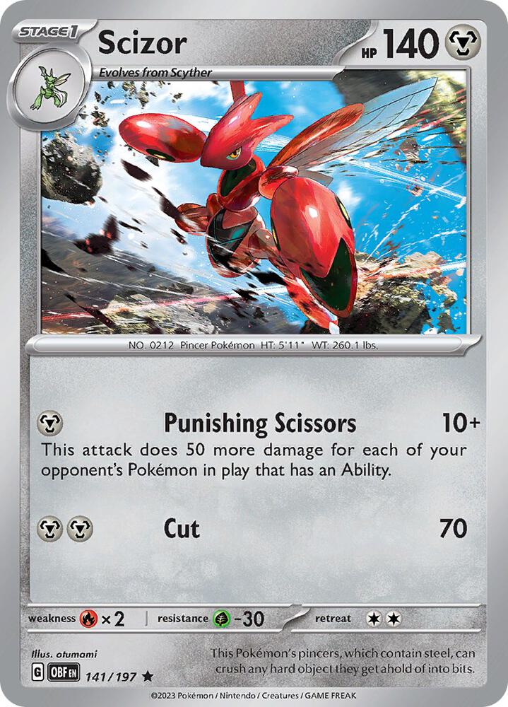 Scizor 141/197 (SV03: Obsidian Flames)  - Holofoil | Good Games Morley