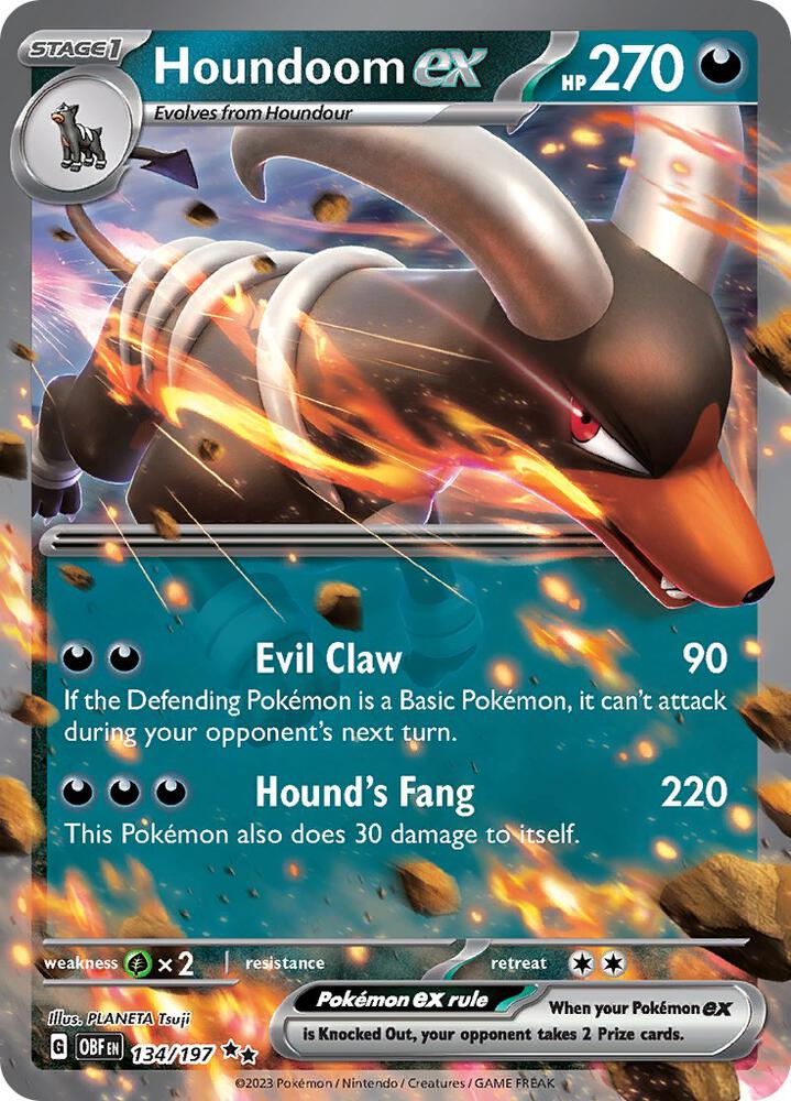 Houndoom ex 134/197 (SV03: Obsidian Flames)  - Holofoil | Good Games Morley