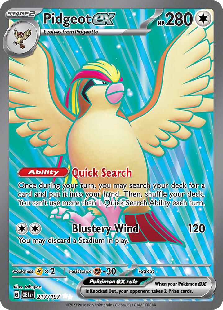 Pidgeot ex 217/197 (SV03: Obsidian Flames)  - Holofoil | Good Games Morley