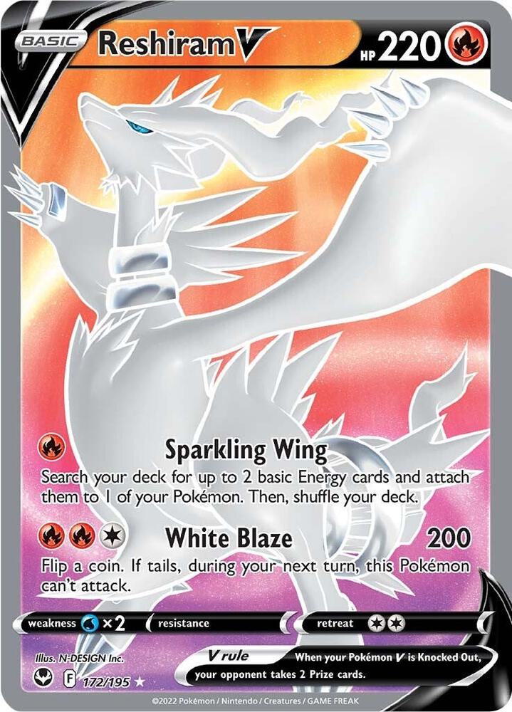 Reshiram V Full Art 172/195 (SWSH12: Silver Tempest)  - Holofoil | Good Games Morley
