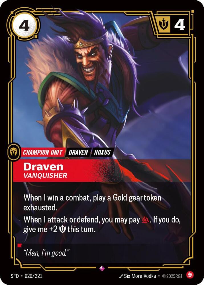Draven - Vanquisher 20/221 (Spiritforged)  - Foil | Good Games Morley