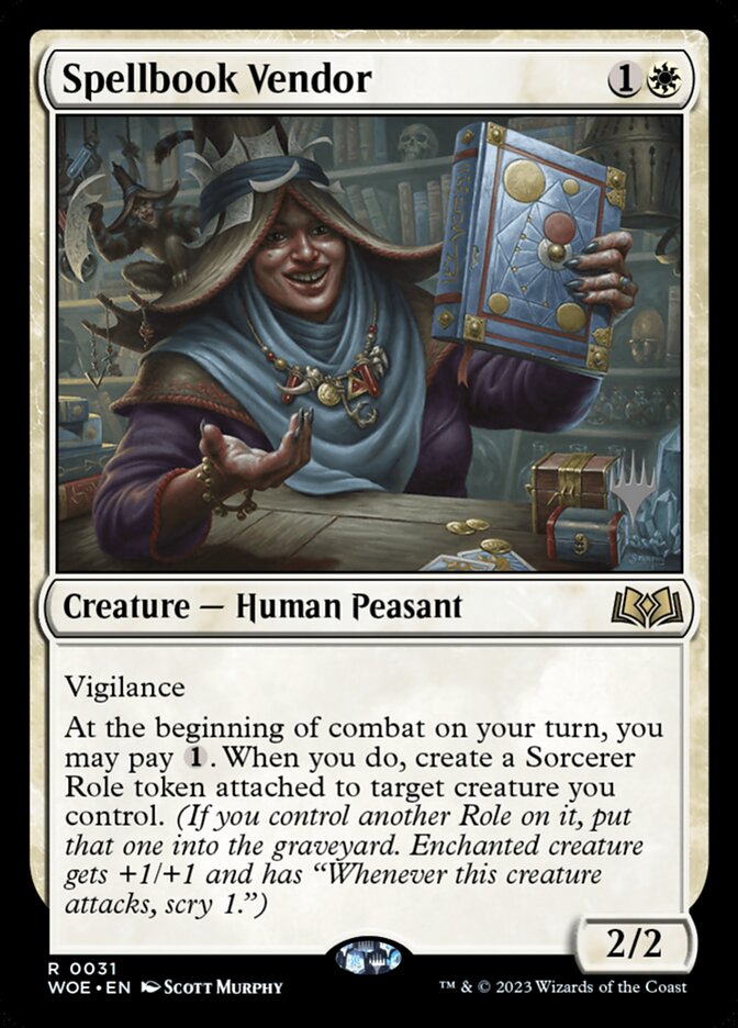 Spellbook Vendor 31p/200 (Promo Pack: Wilds of Eldraine)  | Good Games Morley