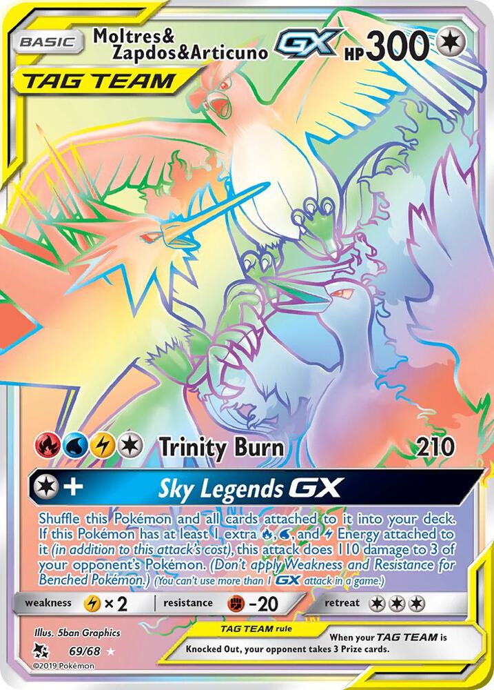 Moltres and Zapdos and Articuno GX Secret 69/68 (Hidden Fates)  - Holofoil | Good Games Morley
