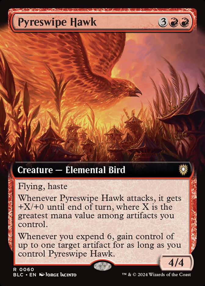 Pyreswipe Hawk 60 (Commander: Bloomburrow)  - Extended Art | Good Games Morley