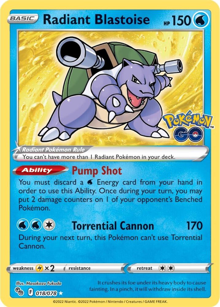 Radiant Blastoise 018/078 (Pokemon GO)  - Holofoil | Good Games Morley