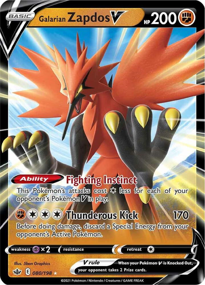 Galarian Zapdos V 080/198 (SWSH06: Chilling Reign)  - Holofoil | Good Games Morley