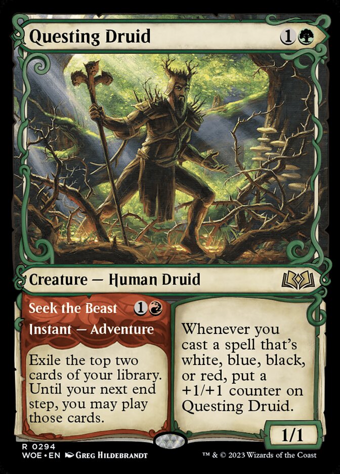 Questing Druid // Seek the Beast 294 (Wilds of Eldraine)  - Showcase Foil | Good Games Morley