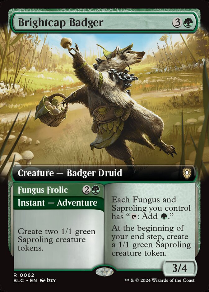Brightcap Badger // Fungus Frolic 62 (Commander: Bloomburrow)  - Extended Art | Good Games Morley
