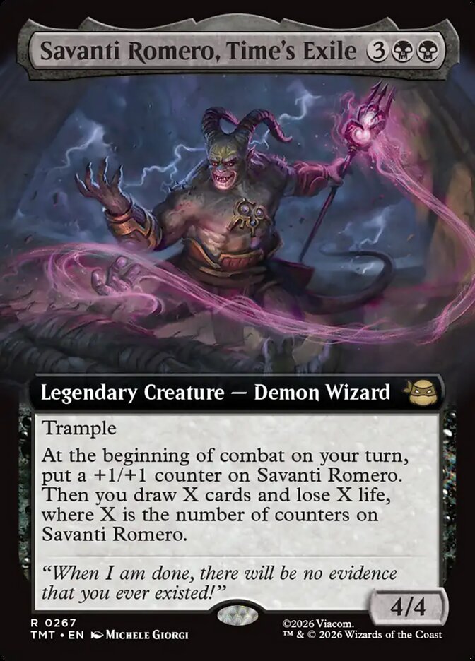 Savanti Romero, Time's Exile 267/260 (Teenage Mutant Ninja Turtles)  - Extended Art Foil | Good Games Morley