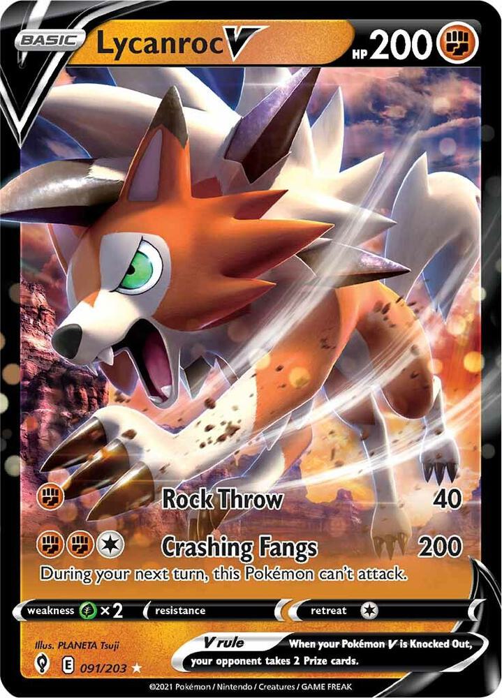 Lycanroc V 091/203 (SWSH07: Evolving Skies)  - Holofoil | Good Games Morley