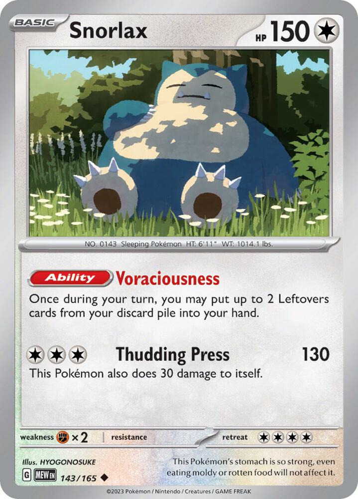 Snorlax 143/165 (SV: Scarlet & Violet 151)  | Good Games Morley