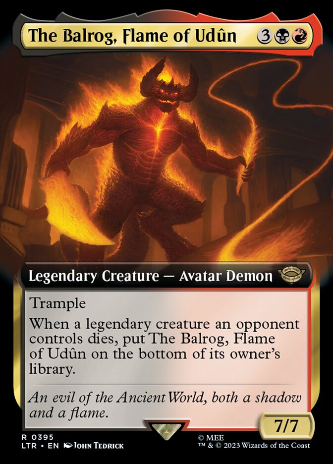 The Balrog, Flame of Udûn 395/281 (Universes Beyond: The Lord of the Rings: Tales of Middle-earth)  - Extended Art | Good Games Morley