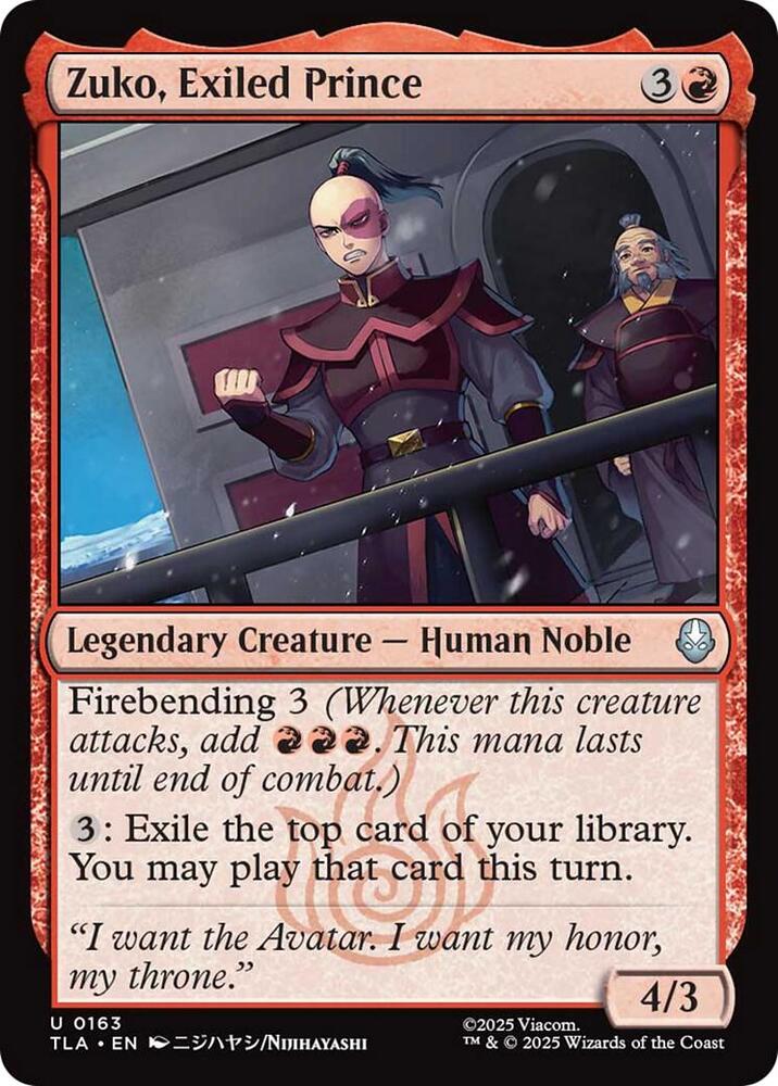 Zuko, Exiled Prince 163/286 (Avatar: The Last Airbender)  - Foil | Good Games Morley