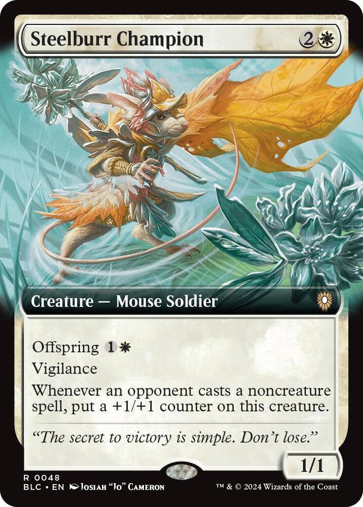 Steelburr Champion 48 (Commander: Bloomburrow)  - Extended Art | Good Games Morley