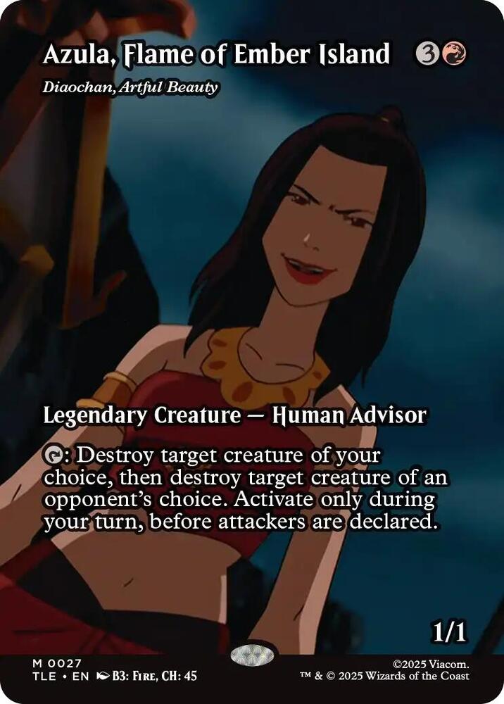 Azula, Flame of Ember Island - Diaochan, Artful Beauty 27/317 (Avatar: The Last Airbender: Eternal-Legal)  - Borderless Foil | Good Games Morley