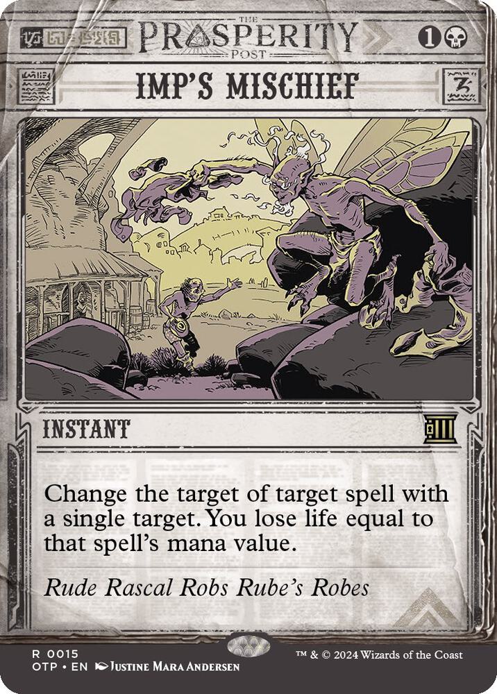 Imp's Mischief 15/65 (Outlaws of Thunder Junction: Breaking News)  - Showcase Foil | Good Games Morley