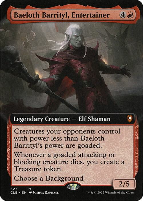Baeloth Barrityl Entertainer Extended Art 627 (Commander Legends: Battle for Baldur's Gate)  | Good Games Morley