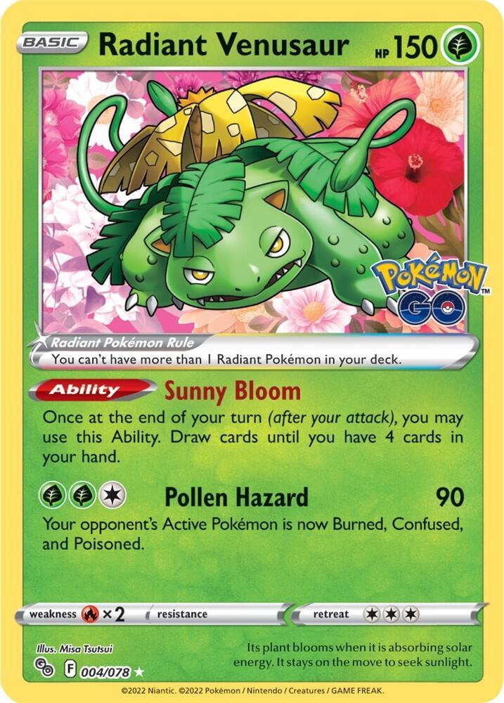 Radiant Venusaur 004/078 (Pokemon GO)  - Holofoil | Good Games Morley