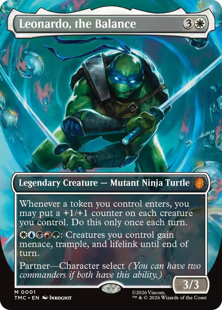 Leonardo the Balance 0001 Borderless 1 (Commander: Teenage Mutant Ninja Turtles)  - Foil | Good Games Morley