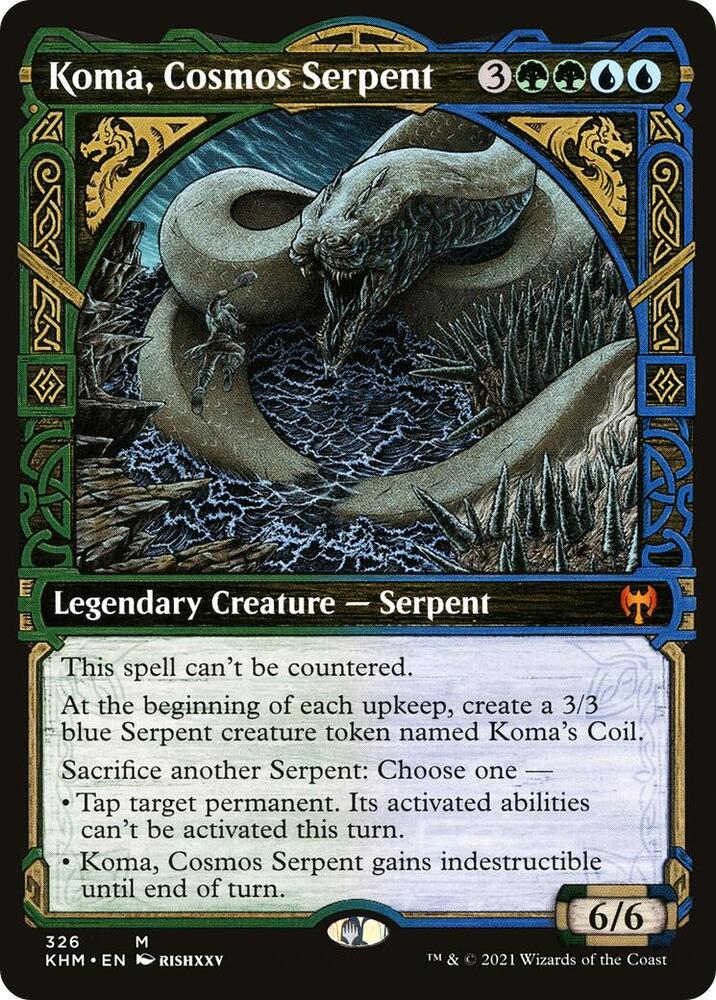Koma, Cosmos Serpent 326 (Kaldheim)  - Showcase Foil | Good Games Morley