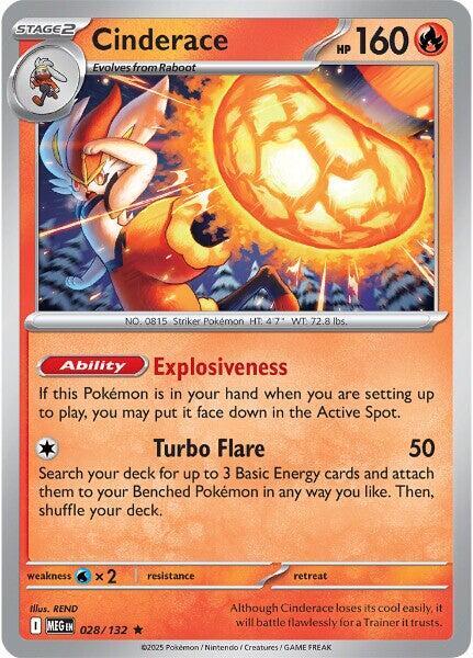 Cinderace 028/132 (ME01: Mega Evolution)  - Holofoil | Good Games Morley